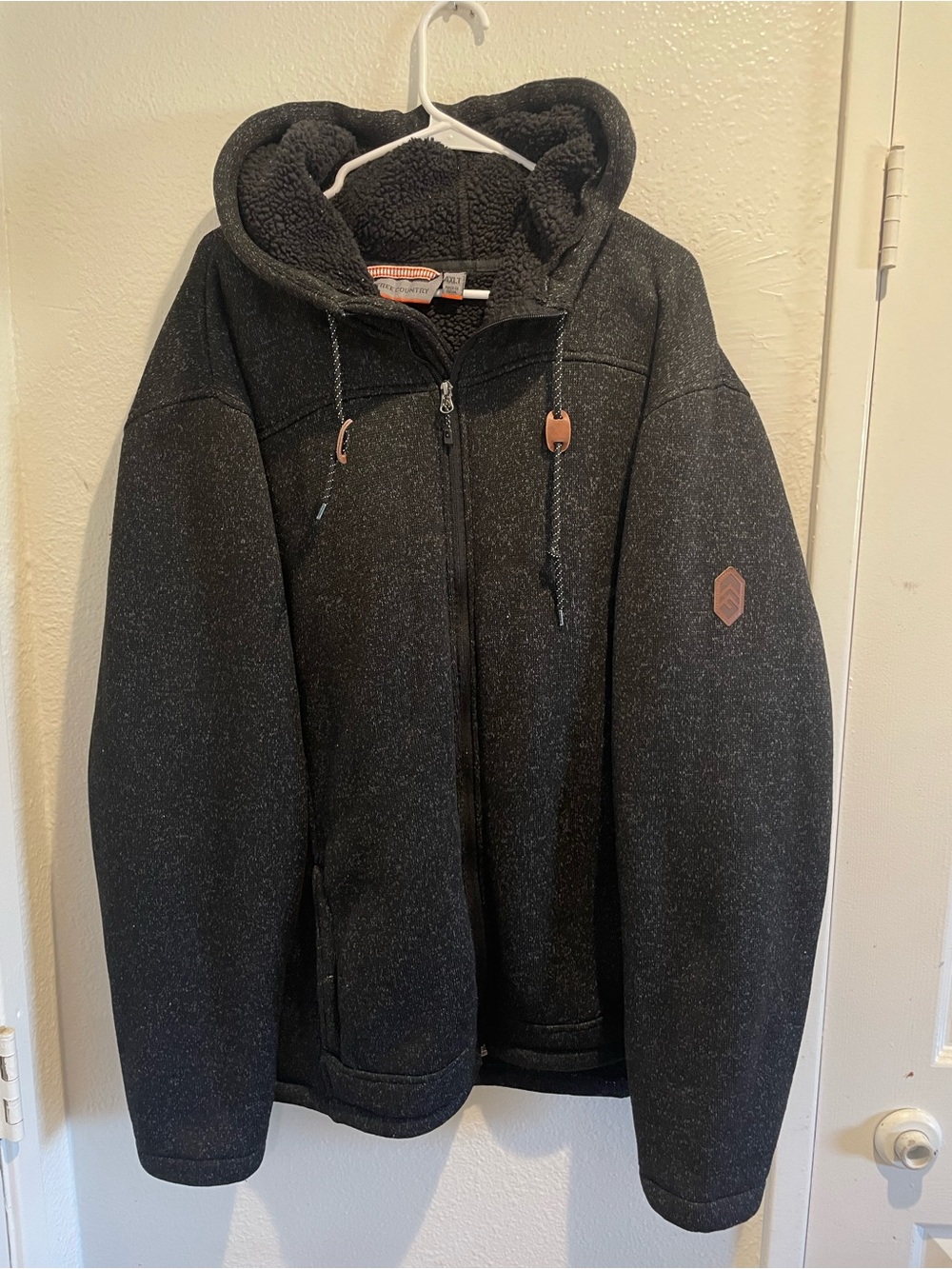 Free Country Men's 4XLT Black Hooded Sherpa Pile Jacket Big Tall Outerwear